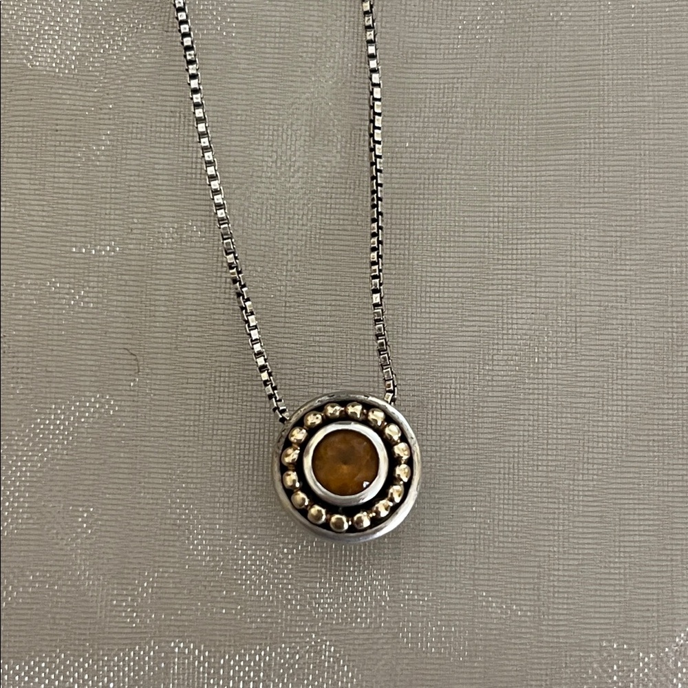 Sterling Silver and citrine stone Pendant Necklace